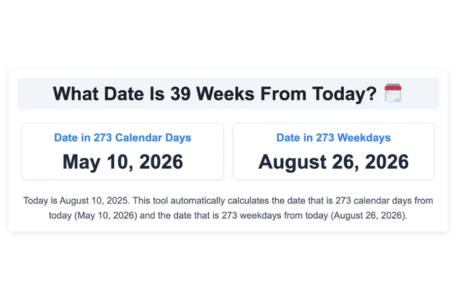 What Date Is 39 Weeks From Today?