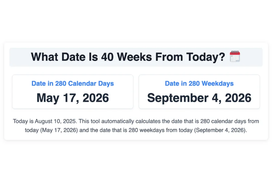 What Date Is 40 Weeks From Today?