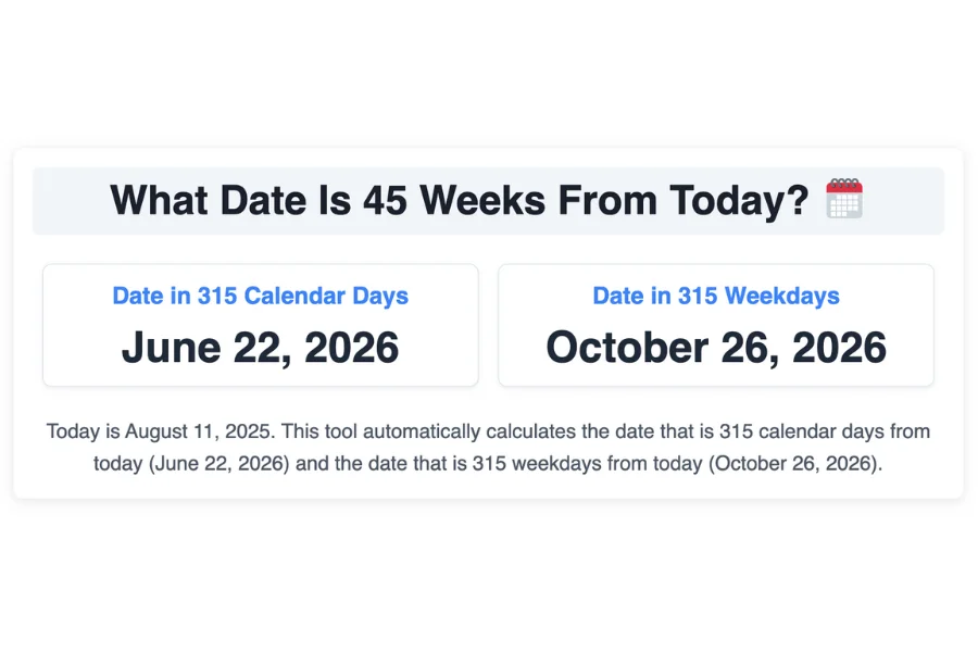 What Date Is 45 Weeks From Today?