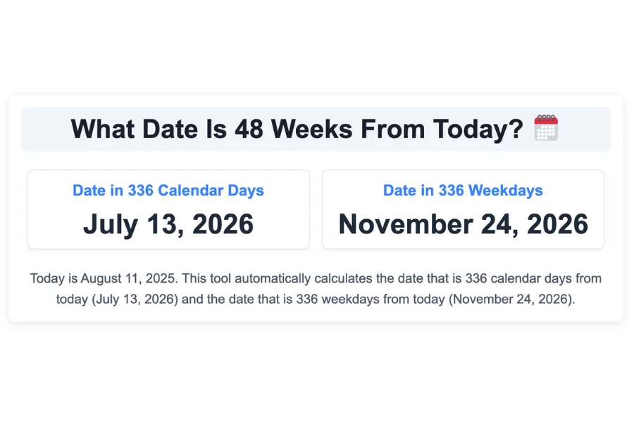 What Date Is 48 Weeks From Today?
