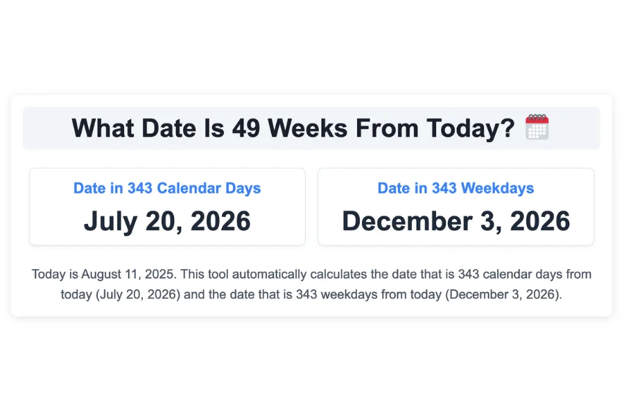 What Date Is 49 Weeks From Today?