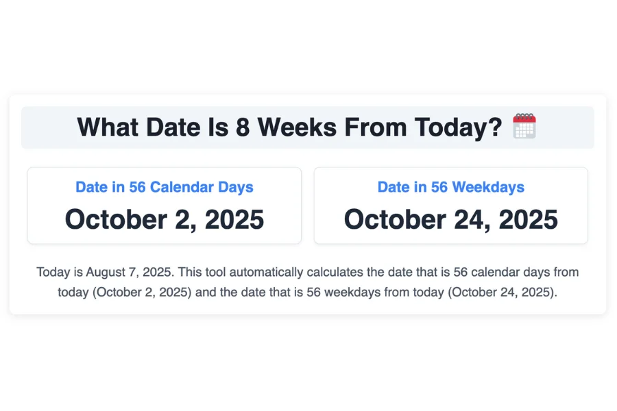 What Date Is 8 Weeks From Today?