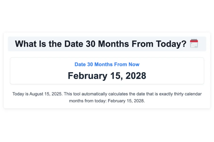 What Is the Date 30 Months From Today?