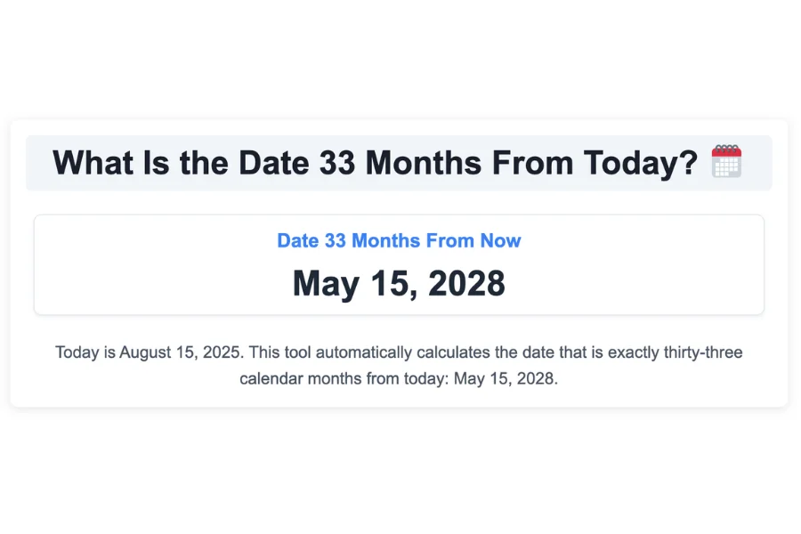 What Is the Date 33 Months From Today?