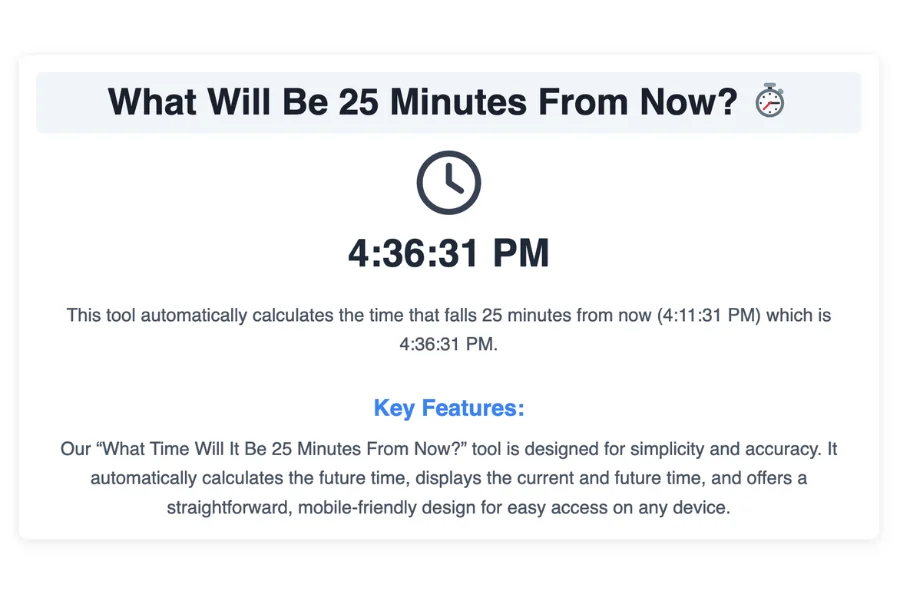 What Time Is 25 Minutes From Now?