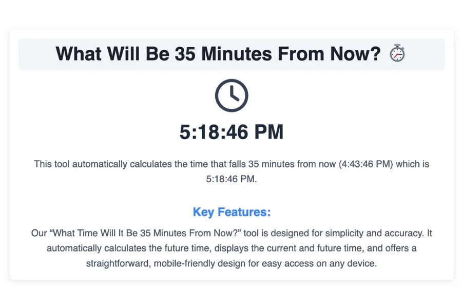 What Will Be 35 Minutes From Now?