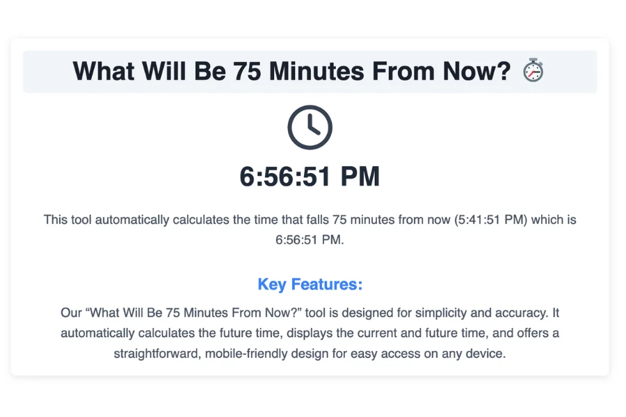 What Will Be 75 Minutes From Now?